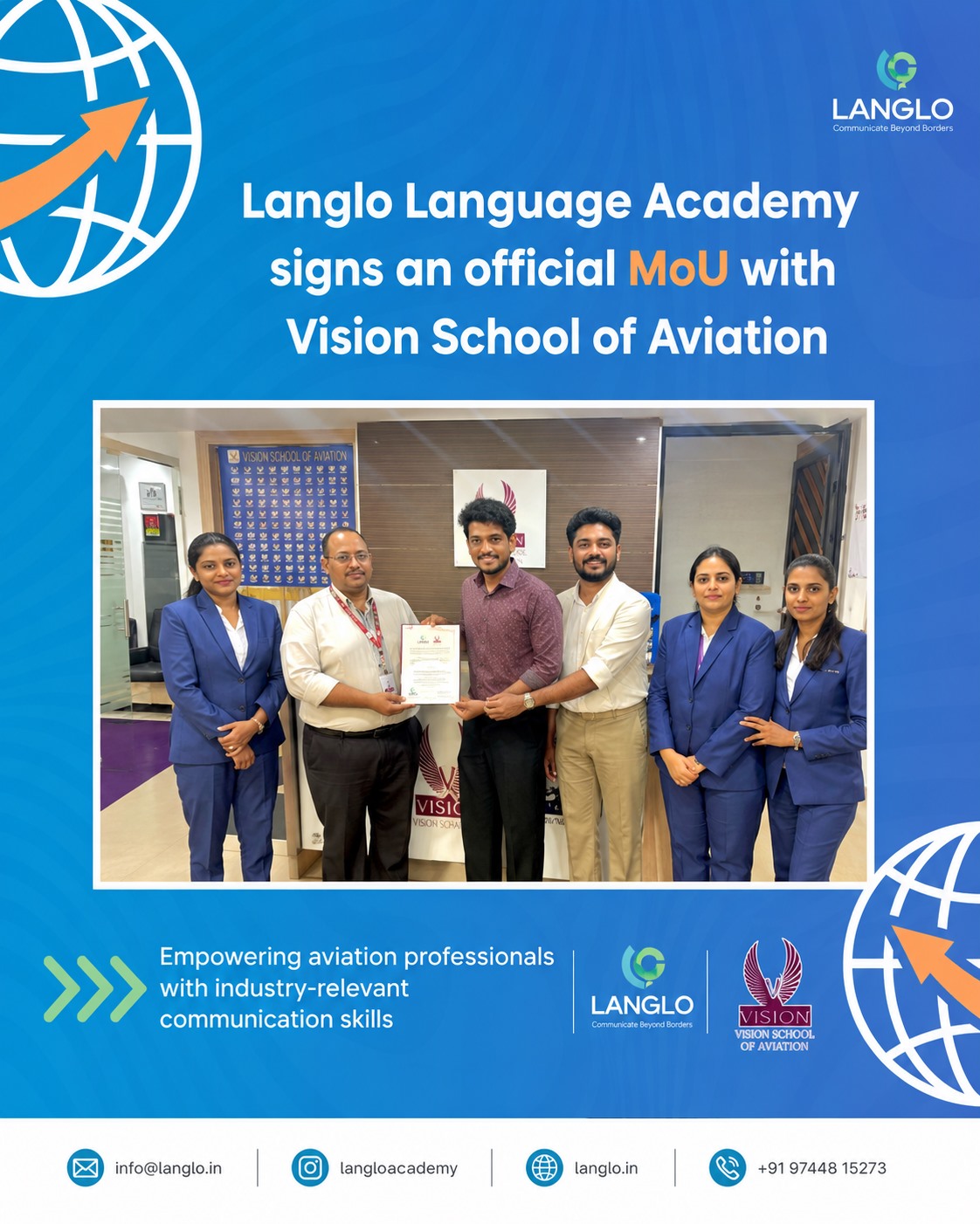 Vision School of Aviation MoU poster